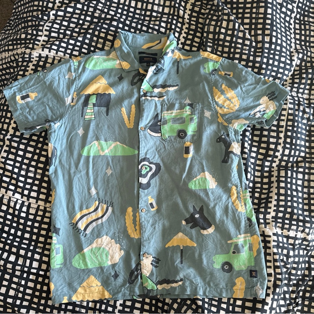 ROARK Mens Button Up Shirt Gonzo Blue Beach Size L